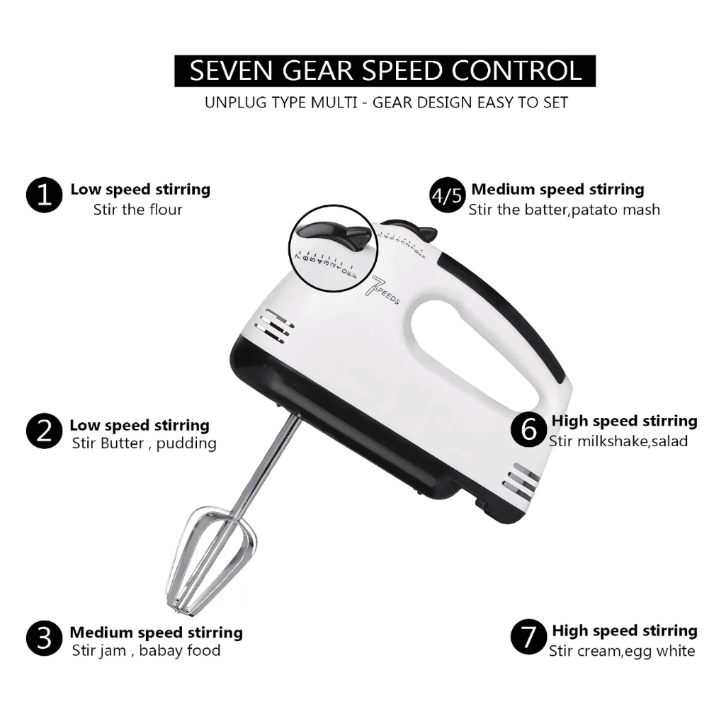 Super Hand Mixer Electric Egg Beater 7 Speed